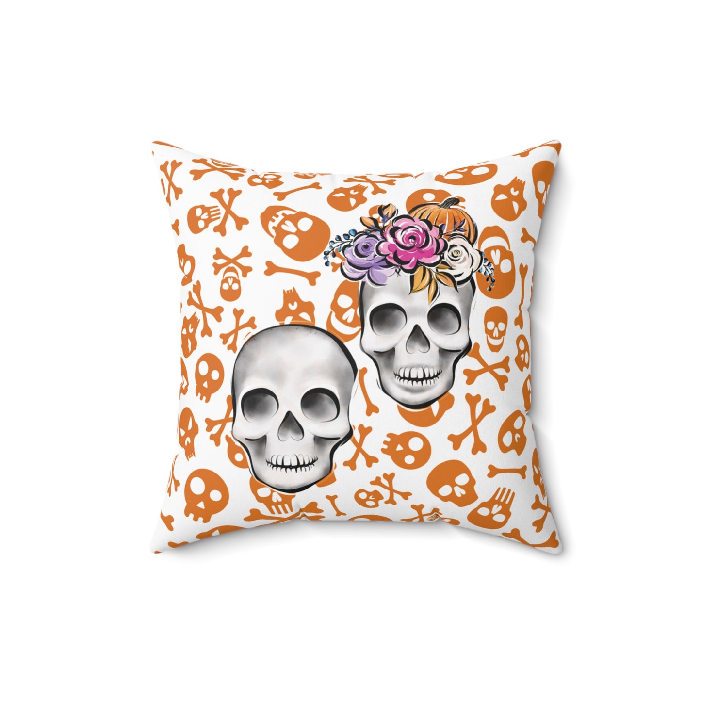 Accent Skull Pillow, Day Of The Dead Pillow, Floral Skull Pillow, Skeleton Skull Pillow, Skull Throw Pillow, Décor Halloween Pillow, Skull Accent Pillow, Spooky Throw Pillow, Skull Pillow,
