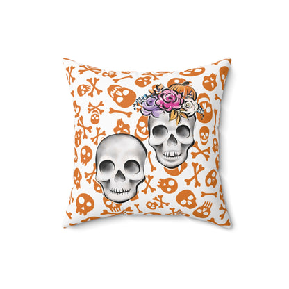 Accent Skull Pillow, Day Of The Dead Pillow, Floral Skull Pillow, Skeleton Skull Pillow, Skull Throw Pillow, Décor Halloween Pillow, Skull Accent Pillow, Spooky Throw Pillow, Skull Pillow,