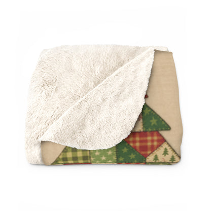 Sherpa Fleece Christmas Blanket, Cozy Holiday Throw,  Patchwork Christmas Decor, Christmas Baby Blanket, Festive Winter Blanket, Holiday Bedding Decor, Nursery Christmas Blanket, Patchwork Holiday Throw