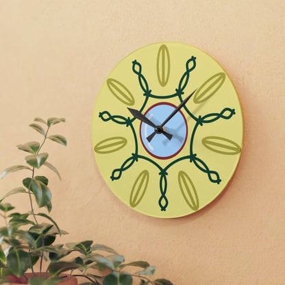 Round Geometric Wall Clock, Abstract Acrylic Wall Clock, Artistic Wall Clock, Boho Wall Clock, Colorful Wall Clock, Geometric Wall Clock
