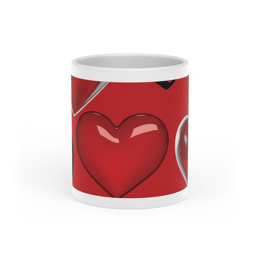 Heart Shaped Handle Mug, Heart Handle Mug, Valentine Handle Mug, Romantic Heart Mug, Love Themed Mug, Romantic Coffee Mug, Red Heart Mug