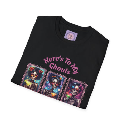 Halloween Ghouls T-Shirt, Day of the Dead Skeleton Shirt, Colorful Sugar Skull Tee, Fiesta Calavera Top, Halloween Skull Graphic T-Shirt Dia de Muertos Party Shirt