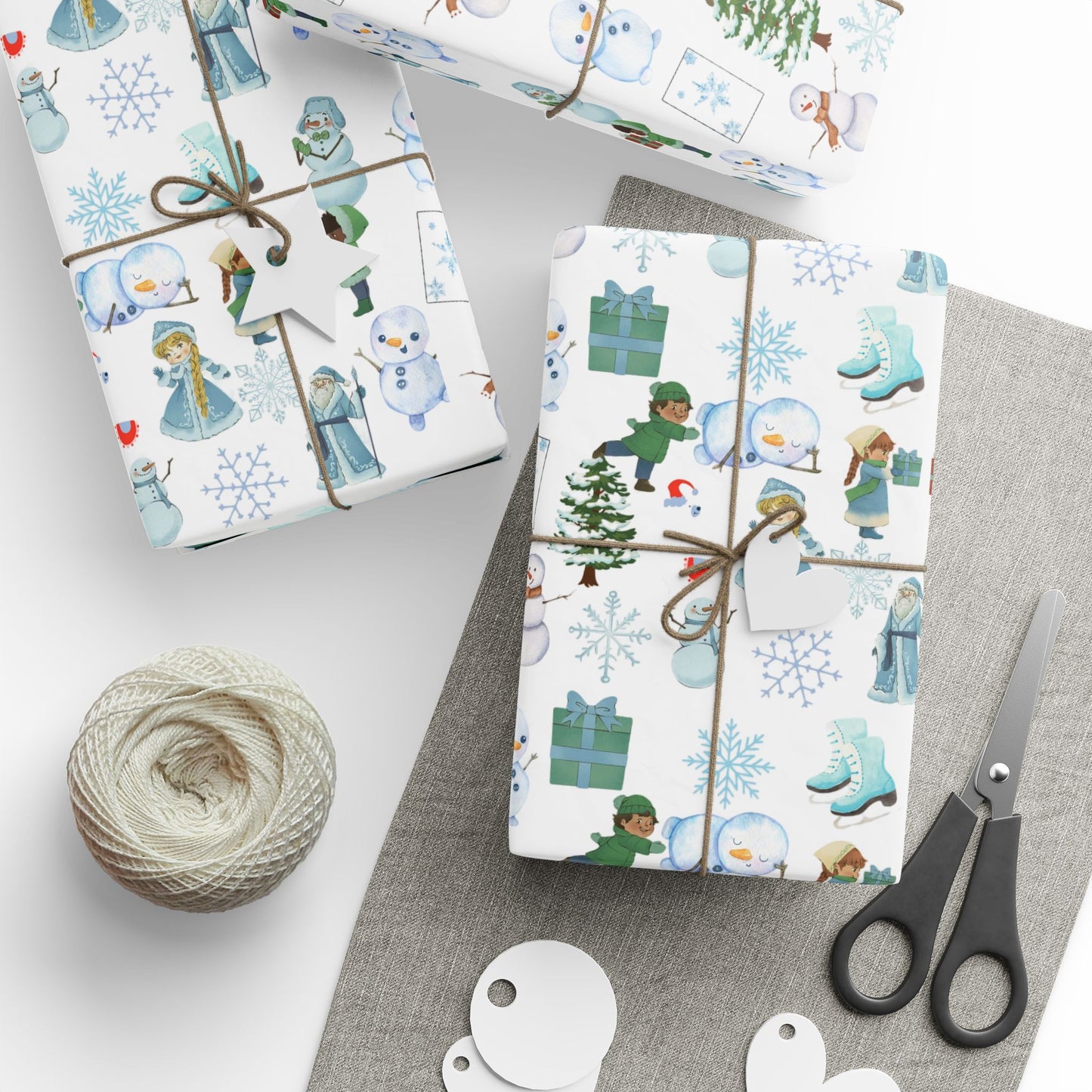 Wonderland Wrapping Paper Roll Snowman Winter Fun Gift Wrap Holiday Christmas Presents Children Festive Party