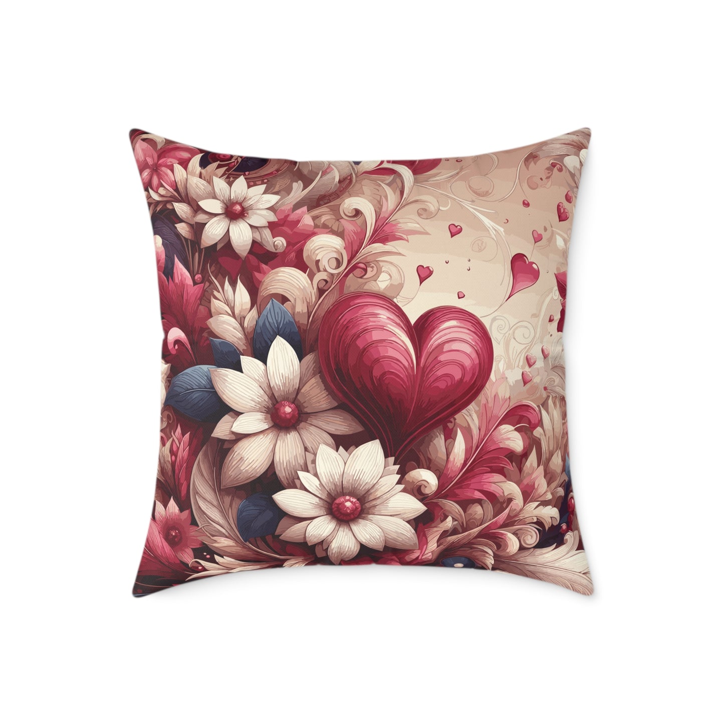 Love Heart Pillow, Valentine Love Pillow, Decorative Valentine Heart Pillow, Vintage Love Pillow, Floral Love Pillow, Romantic Heart Pillow