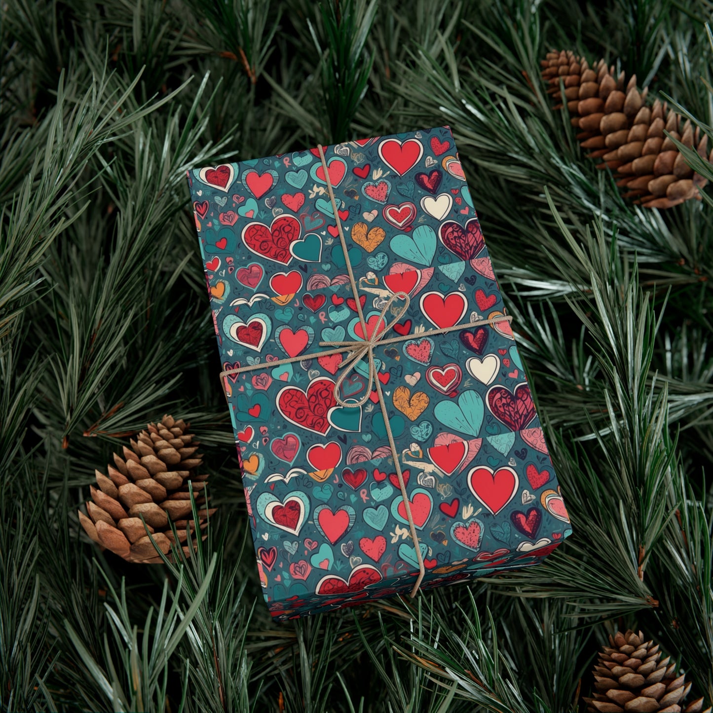 Watercolor Heart Wrapping Paper, Whimsical Love Paper Wrap,