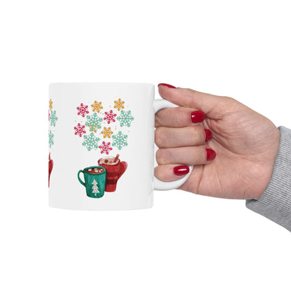 Colorful Snowflake Christmas Mug, Colorful Snowflake Mug, Winter Flake Coffee Mug, Winter Snowflake Coffee Mug, Holiday Snowflake Mug.