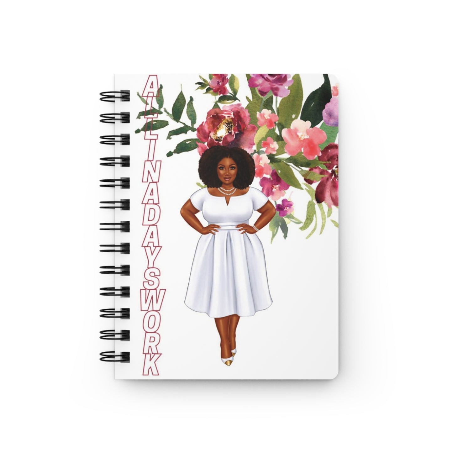 Women Work Diary, Women Floral Writing Book, Floral Cover Diary, Strong Women Notebook,   Women Spiral Diary, African American Journal.