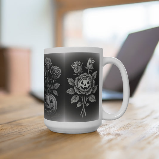 Black Pumpkin Rose Mug, Halloween Pumpkin Rose Mug, Eerie Rose Design Mug, Pumpkin Rose Mug, Halloween Pumpkin Rose Mug,