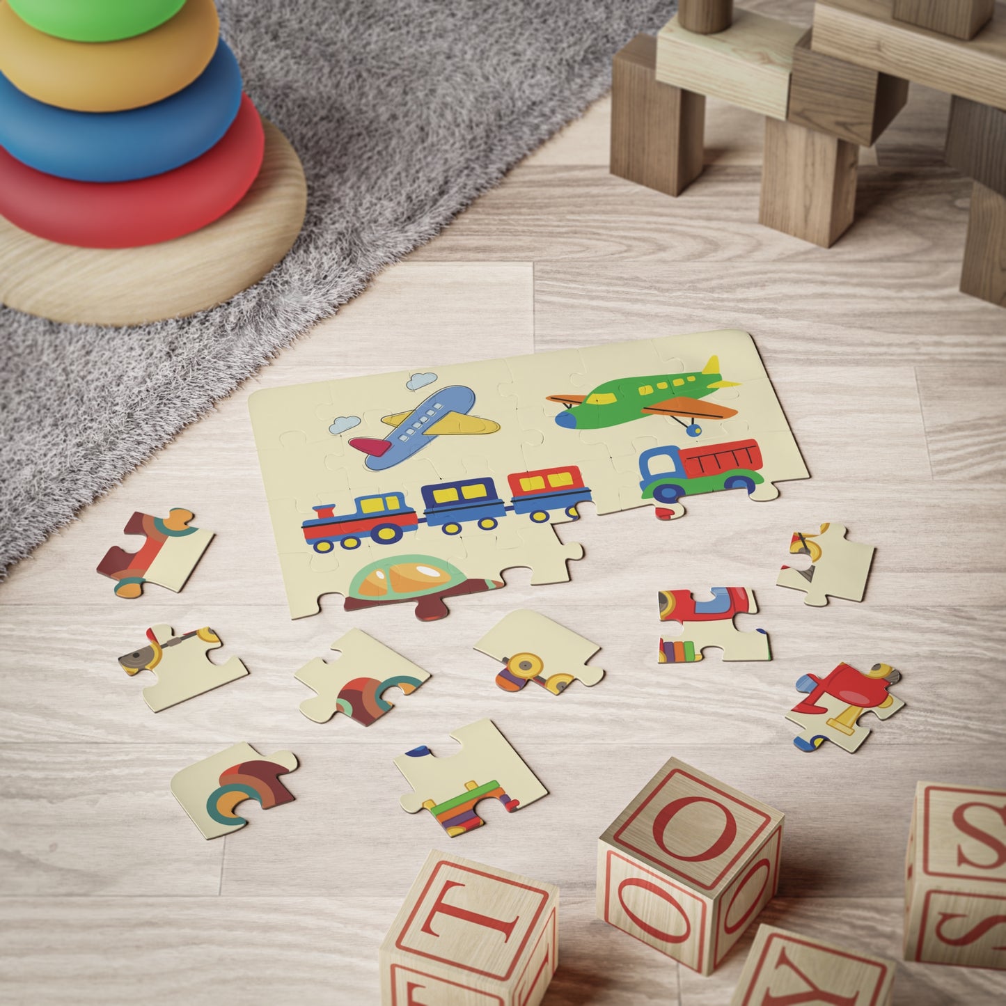 Colorful Children Puzzle, Toddlers Vehicle Puzzle, Truck Puzzle, Train Puzzle, Car Puzzle, Educational Puzzle, Toddler Gift, Easter Gift