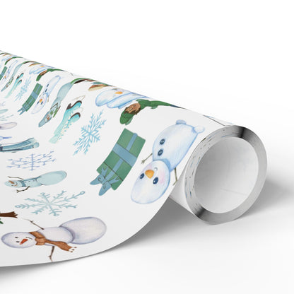 Wonderland Wrapping Paper Roll Snowman Winter Fun Gift Wrap Holiday Christmas Presents Children Festive Party