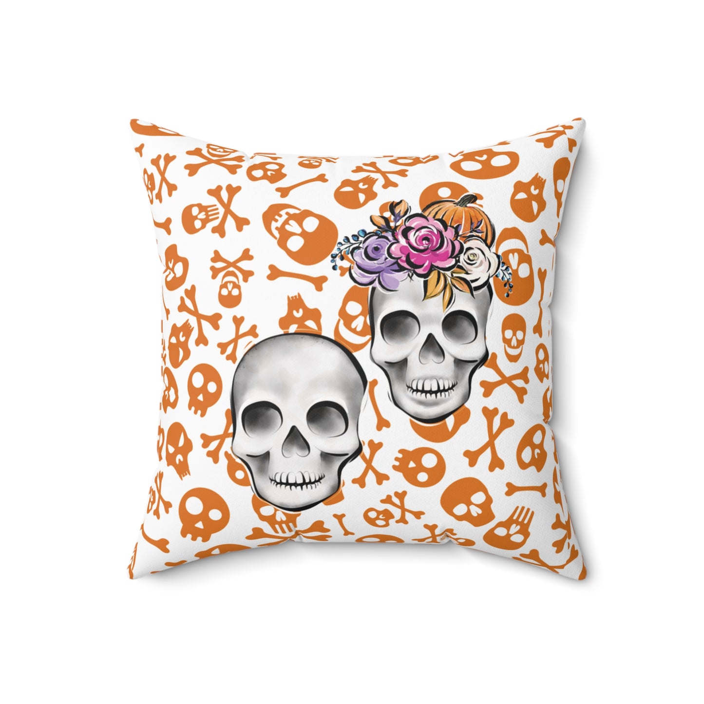 Accent Skull Pillow, Day Of The Dead Pillow, Floral Skull Pillow, Skeleton Skull Pillow, Skull Throw Pillow, Décor Halloween Pillow, Skull Accent Pillow, Spooky Throw Pillow, Skull Pillow,