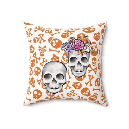 Accent Skull Pillow, Day Of The Dead Pillow, Floral Skull Pillow, Skeleton Skull Pillow, Skull Throw Pillow, Décor Halloween Pillow, Skull Accent Pillow, Spooky Throw Pillow, Skull Pillow,