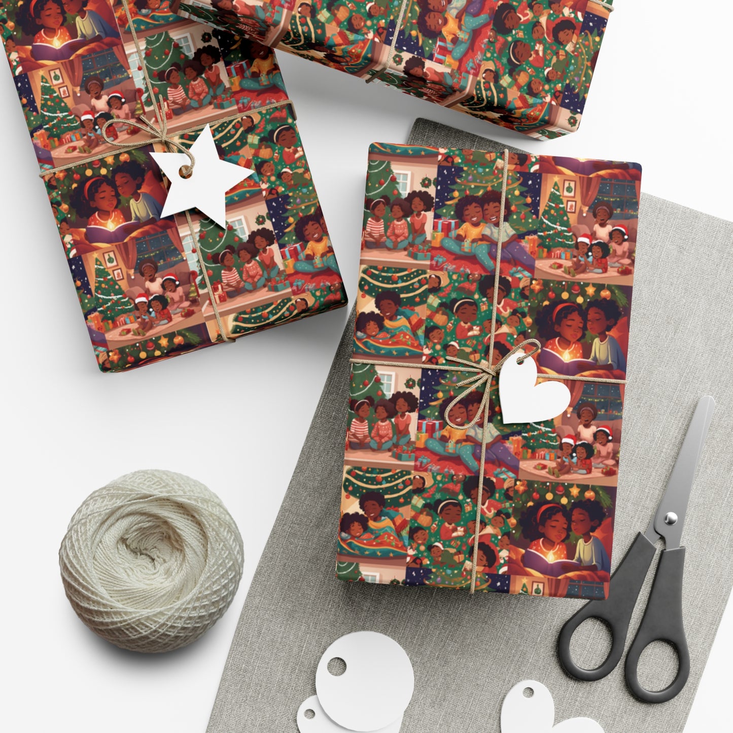 Modern Ethnic Holiday Wrapping Paper, African American Christmas Wrapping Paper, Diverse Holiday Paper,  Melain Christmas Paper, Children Christmas Wrap Paper, Family Christmas Wrapping Paper, Children Christmas Gift Wrap