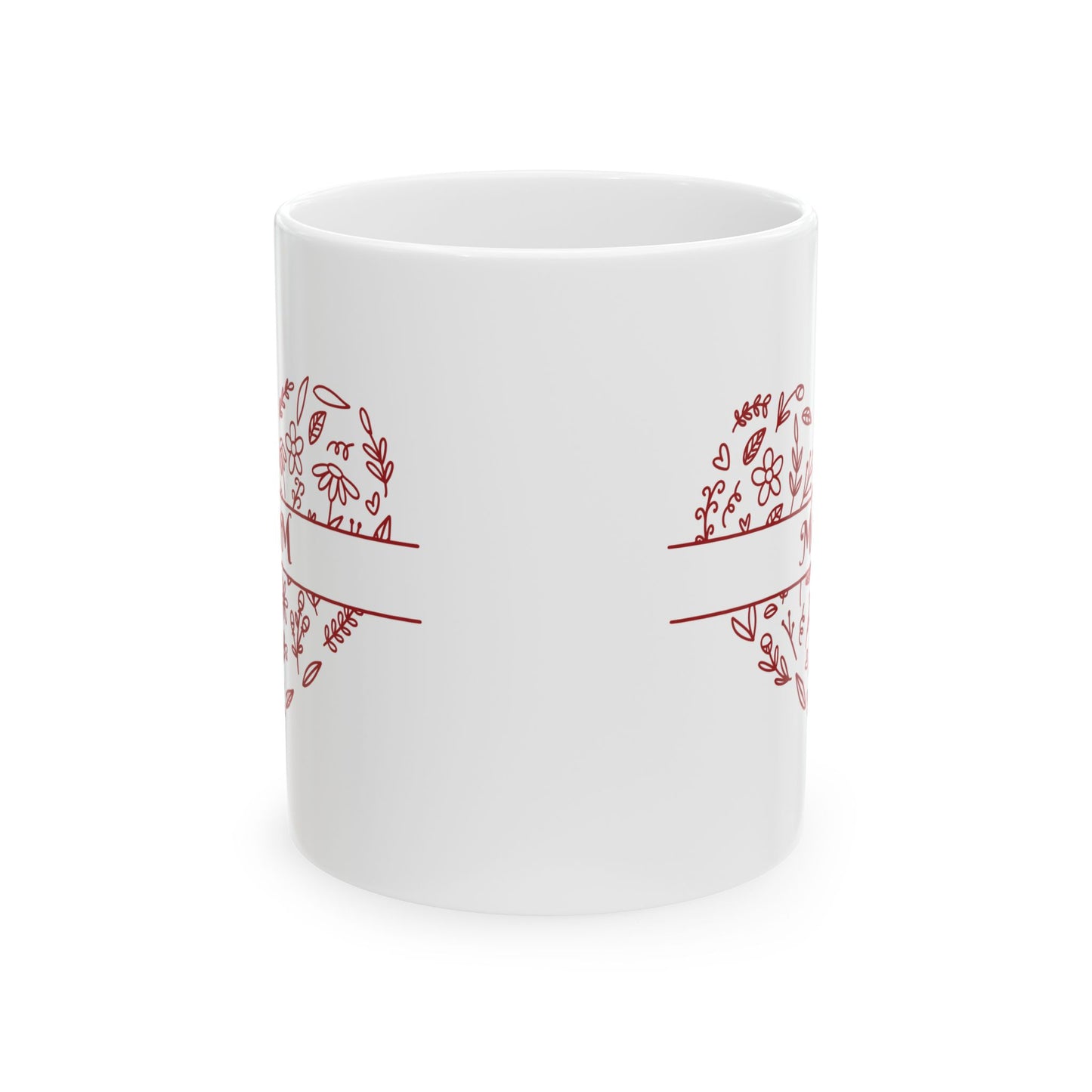 Floral Mom Mug, Personalized Heart Flower Mug, Mothers Day Heart Mug, Mom Heart Mug, Mom Wildflower Heart Mug, Doodle Heart Mug, Mom Birthday Coffee Mug