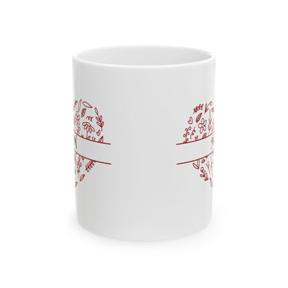 Floral Mom Mug, Personalized Heart Flower Mug, Mothers Day Heart Mug, Mom Heart Mug, Mom Wildflower Heart Mug, Doodle Heart Mug, Mom Birthday Coffee Mug