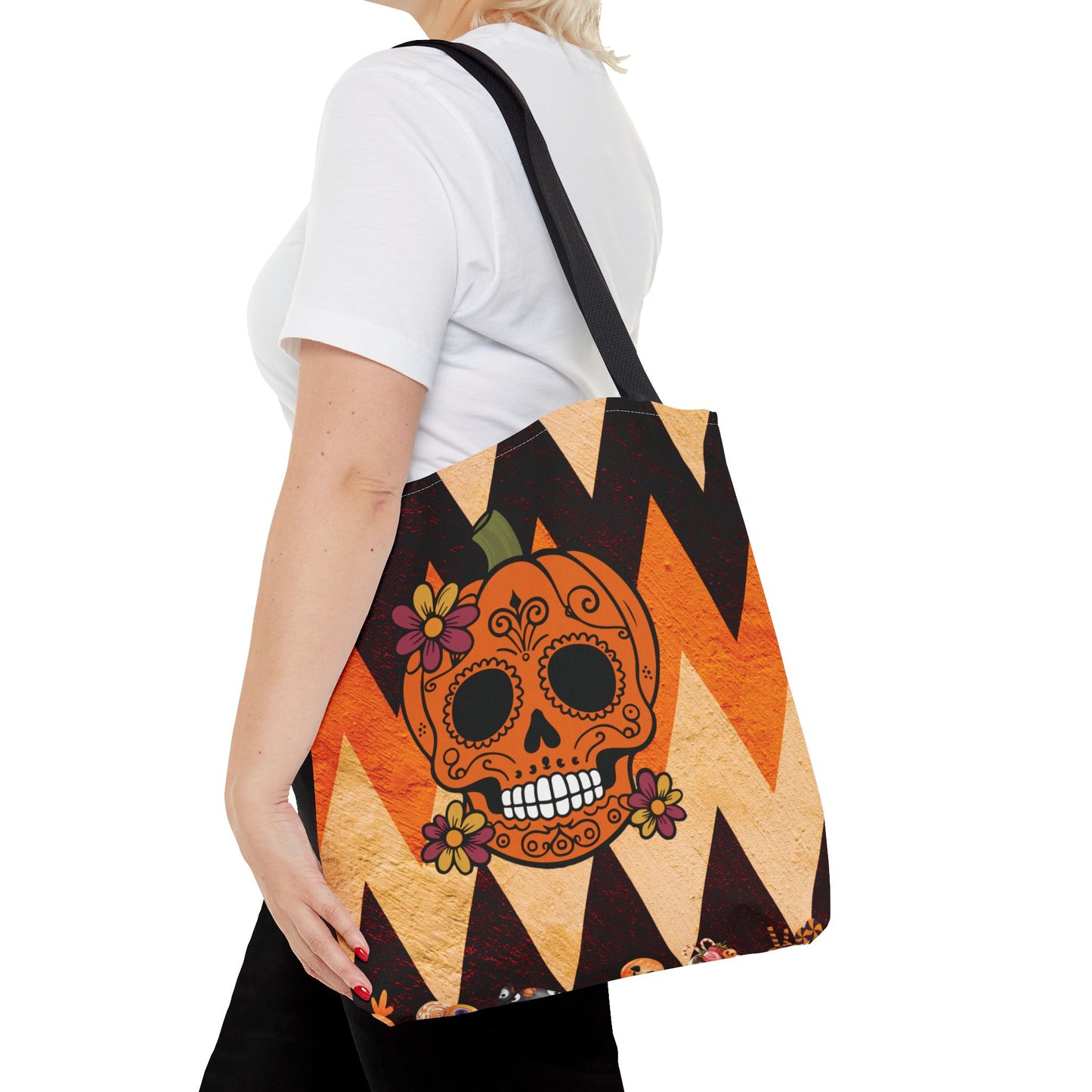Halloween Pumpkin Skull Canvas Tote Bag