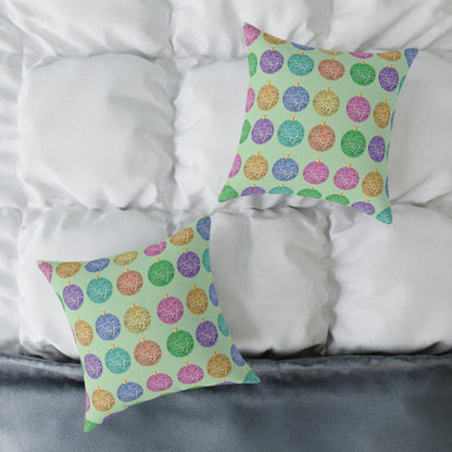 Multicolor Christmas Cushion, Christmas Ornament Cushion, Colorful Holiday Pillow, Ornament Print Pillow, Holiday Themed Throw Pillow, Colorful Christmas Pillow