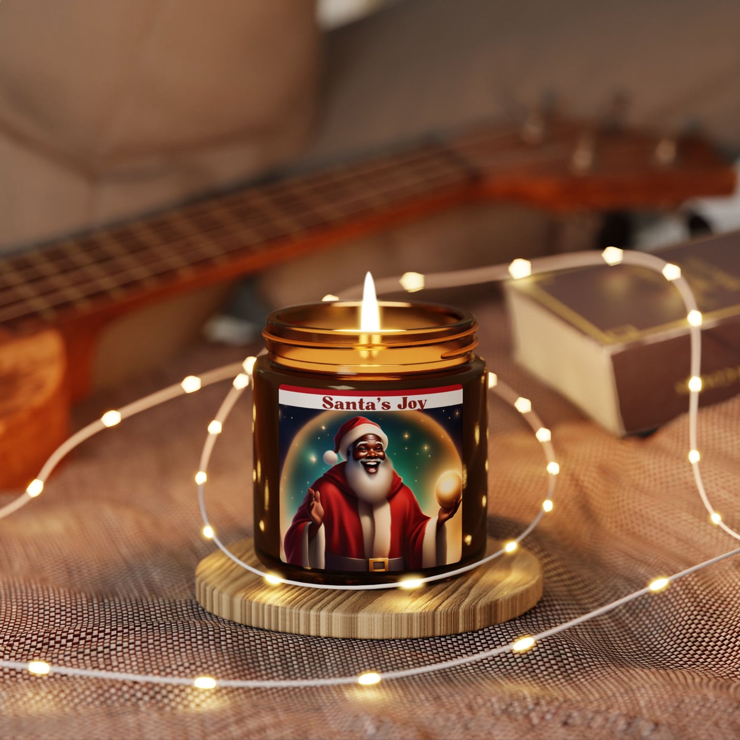 Santa's Joy Candle, Black Santa's Christmas Candle, Black Santa Candle, Scented Soy Xmas Candle, Scented Santa Candle