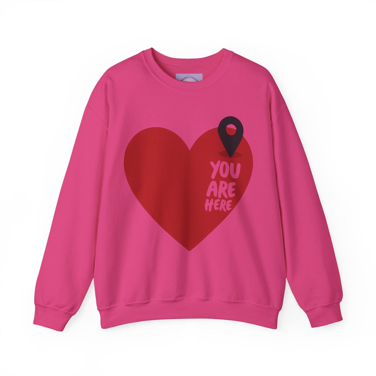 You Are Here Sweatshirt, Bold Heart Pullover, Relationship Heart Sweatshirt, Couples Sweatheart Sweatshirt, Couple Heart Graphic Sweatshirt, Minimalist Heart Sweatshirt