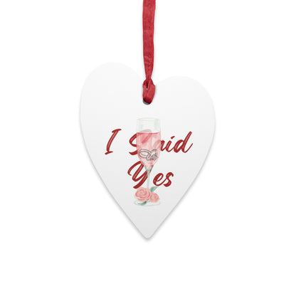 Romantic Engagement Ornament Magnet, Valentine Proposal Keepsake, Cute Holiday Wedding Favor,Wooden Bridal Announcement Gift,Proposal Decor