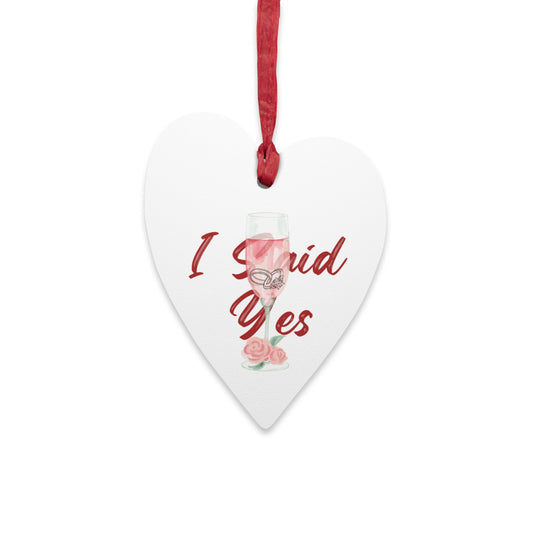 Romantic Engagement Ornament Magnet, Valentine Proposal Keepsake, Cute Holiday Wedding Favor,Wooden Bridal Announcement Gift,Proposal Decor