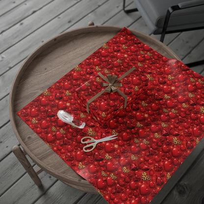 Valentine Heart Leopard Wrapping Paper — Romantic Animal Print Gift Wrap