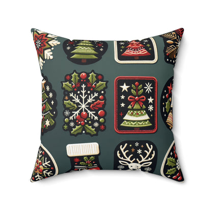 Christmas Cookie Pillow, Holiday Treat Cushion, Festive Christmas Tree & Holly Decor, Cozy Winter Throw Pillow, Whimsical Holiday Accent