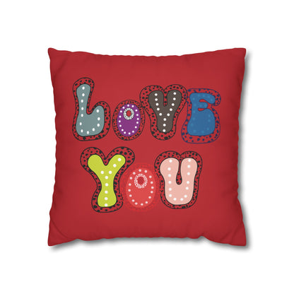 Red LOVE YOU  Butterflies Pillowcase, Colorful Polka Dot Valentines Day Decor, Dragonflies Red Throw Pillow Cover, Double-Sided Pillow Cover