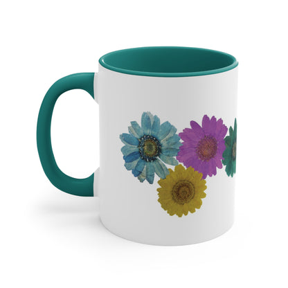 Colorful Daisy Coffee Mug, Boho Accent Mug, Mother’s Day Daisy Mug, Floral Accent Coffee Mug, Holiday Accent Coffee Cup, Nature Themed Mug,11oz Accent Mug