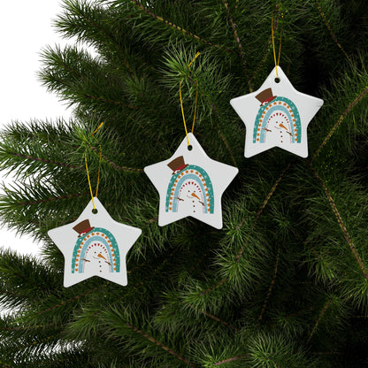 Rainbow Snowman Christmas Ornament