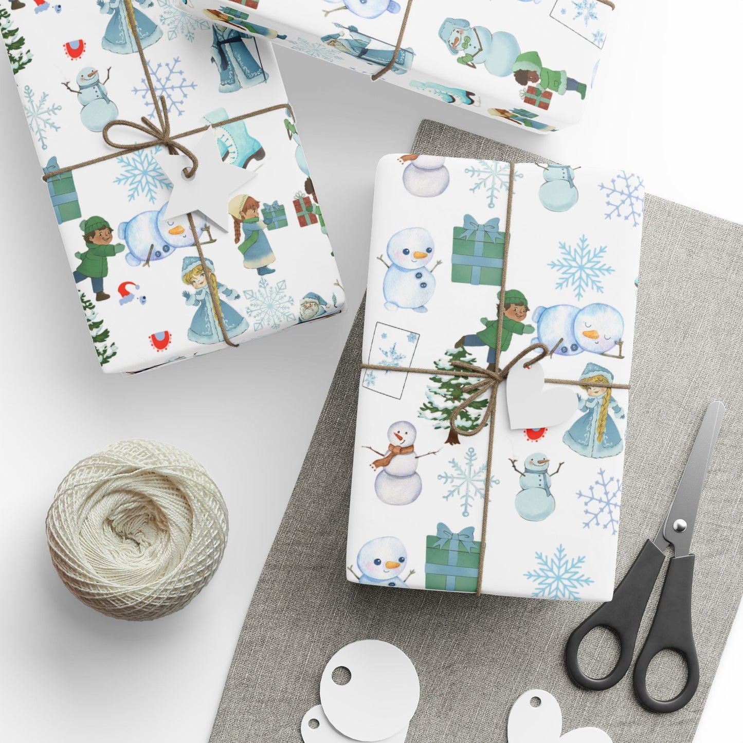 Wonderland Wrapping Paper Roll Snowman Winter Fun Gift Wrap Holiday Christmas Presents Children Festive Party