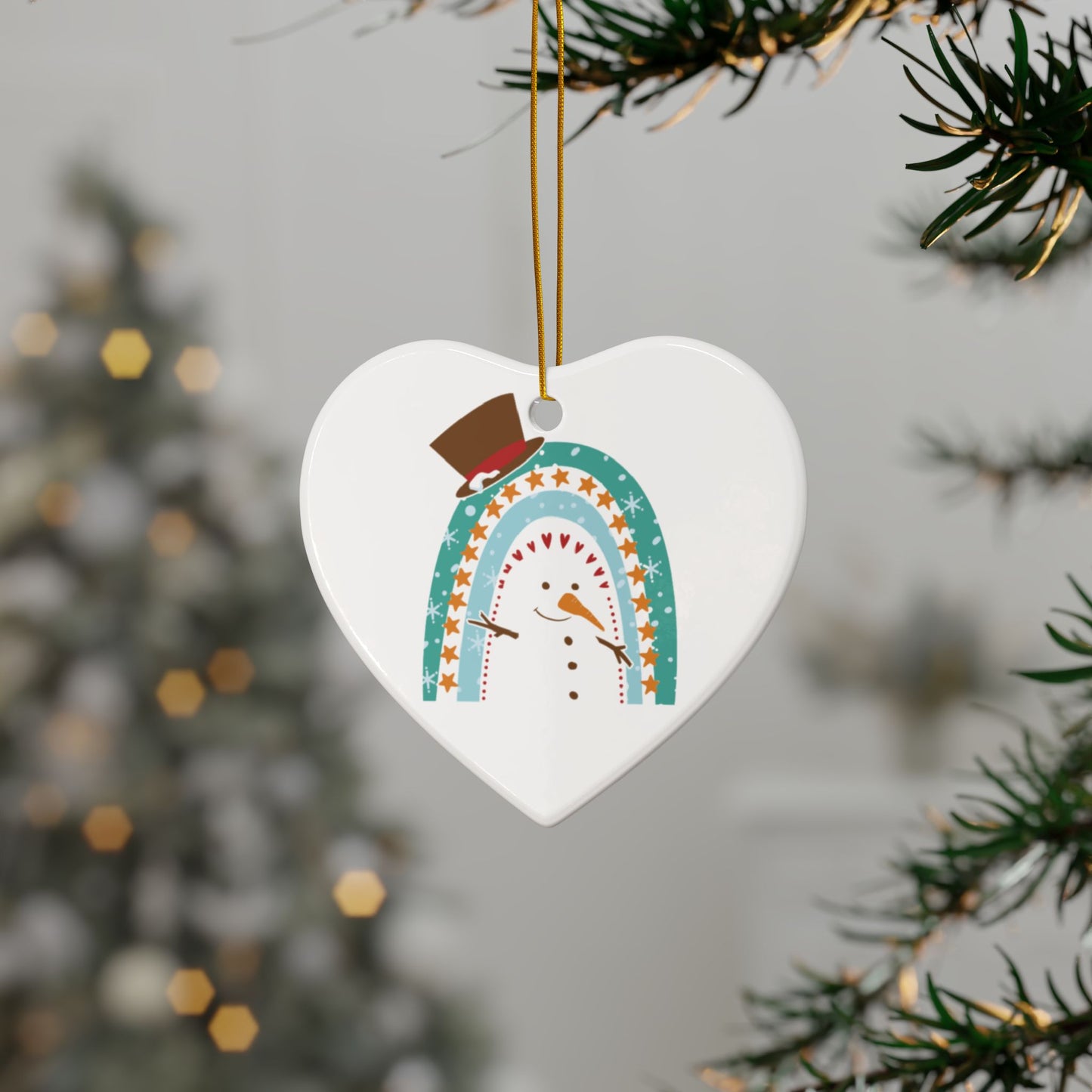Rainbow Snowman Christmas Ornament