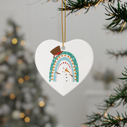 Rainbow Snowman Christmas Ornament