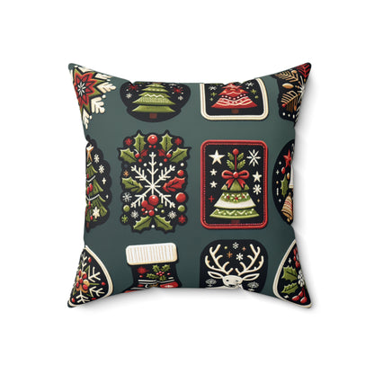 Christmas Cookie Pillow, Holiday Treat Cushion, Festive Christmas Tree & Holly Decor, Cozy Winter Throw Pillow, Whimsical Holiday Accent