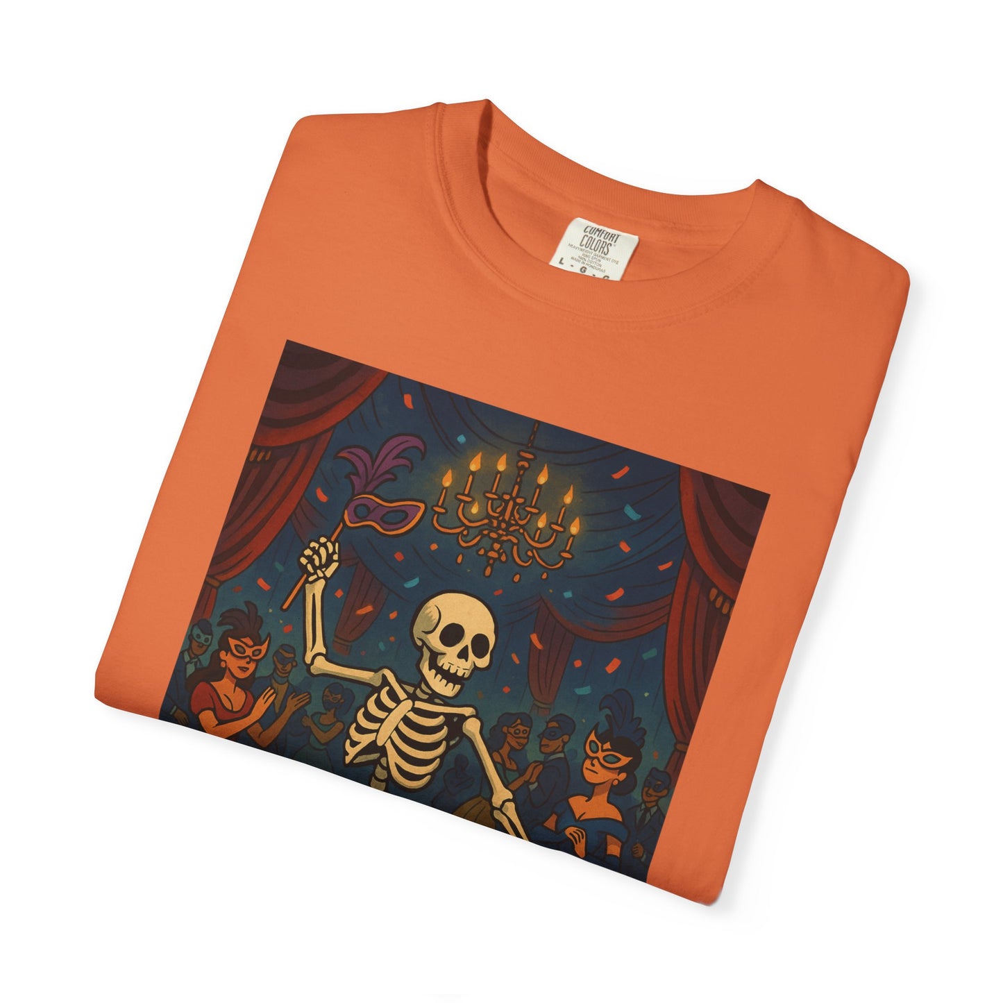 Dancing Skeleton Tee Shirt, Skeleton Masquerade Ball Tee, Spooky Party Shirt, Gothic Dance Top, Day Of The Dead Party Tee, Fall Festival Top