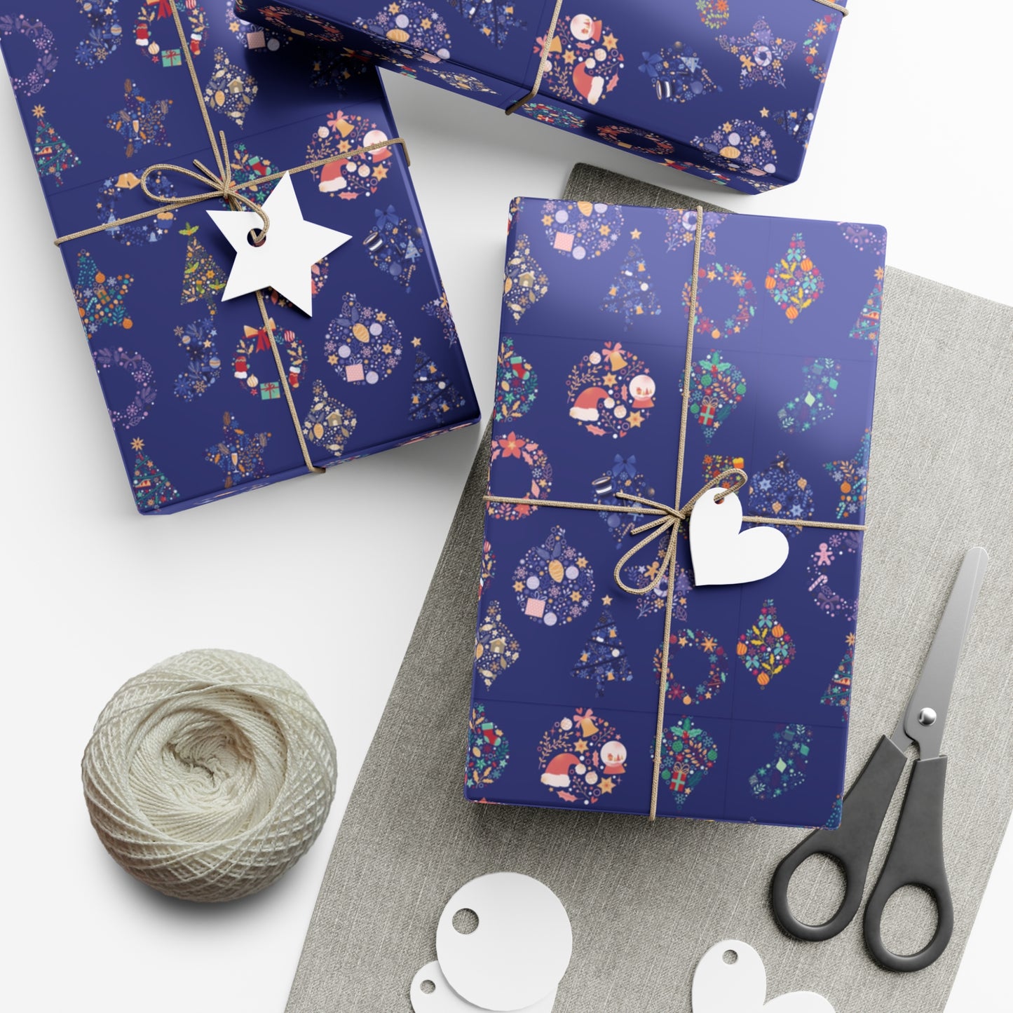 Patterned Blue Ornament Christmas Wrapping Paper
