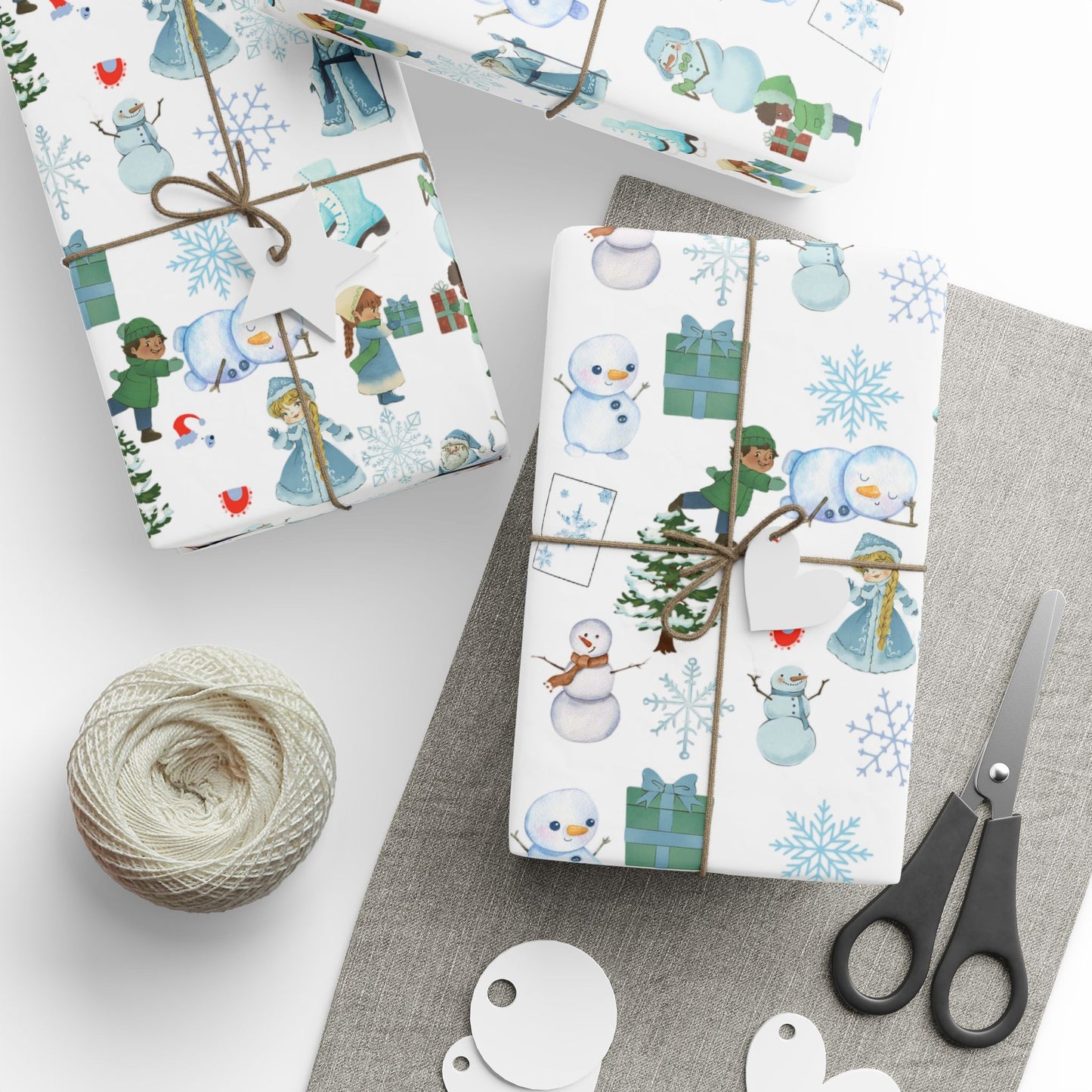 Wonderland Wrapping Paper Roll Snowman Winter Fun Gift Wrap Holiday Christmas Presents Children Festive Party