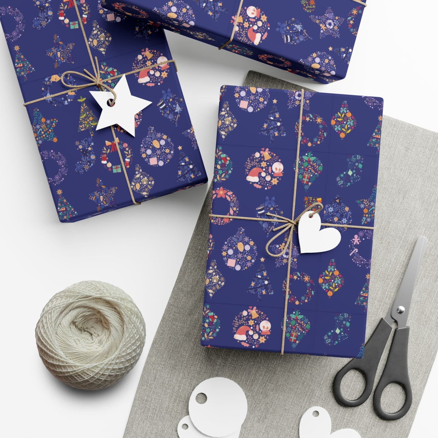 Patterned Blue Ornament Christmas Wrapping Paper