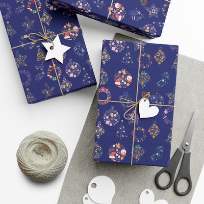 Patterned Blue Ornament Christmas Wrapping Paper