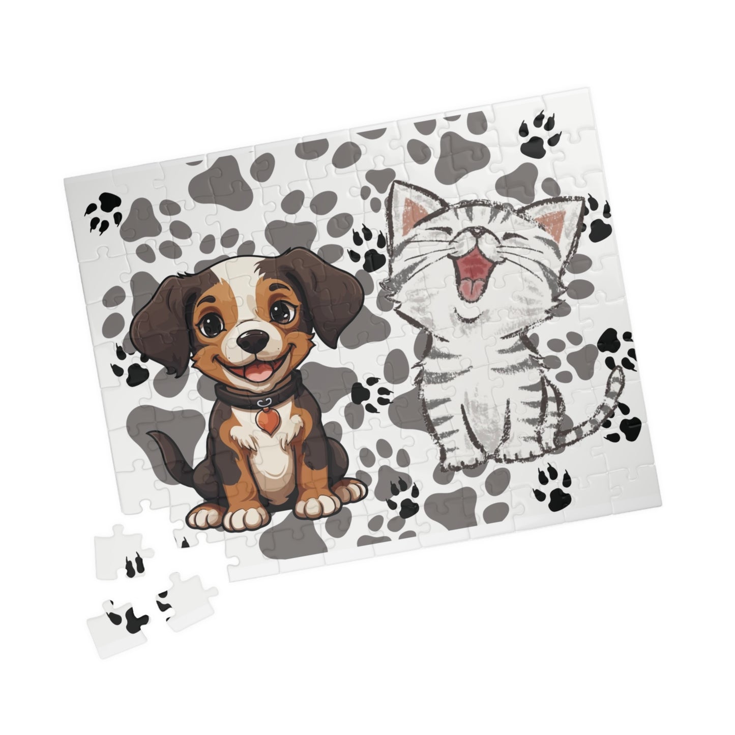 Children Pet Puzzle, Smiling Dog Cat Puzzle, Kids Cat Dog Jigsaw, Dog Cat Puzzle, Fun Animal Jigsaw, Kids Pet Puzzle, Daycare Pet Puzzle.