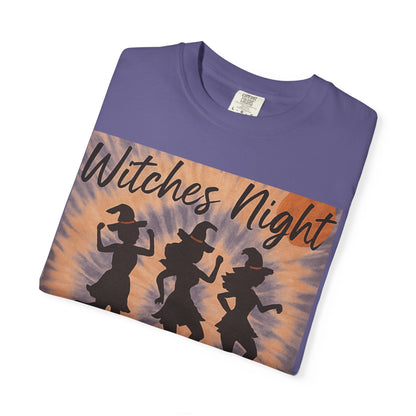 Witches Night T-Shirt – Halloween Witch Graphic Tee – Spooky Season Shirt – Dancing Witches Top – Cauldron Pumpkin Fall Festival Tee