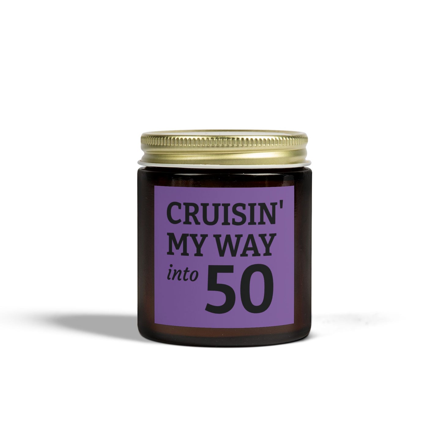 Cruisin My Way Into 50 Candle Funny 50th Birthday Gift For Women Men Coconut Apricot Wax Candle Unique Turning 50 Celebration Decor