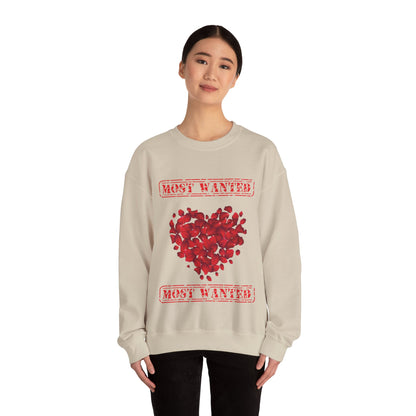 Most Wanted sweatshirt, Valentine Red Petal Heart Sweatshirt, Valentine's Day Heart Crewshirt,  Petal Sweatshirt, Valentine's Day Petal Sweatshirt,  Red rose heart Sweatshirt