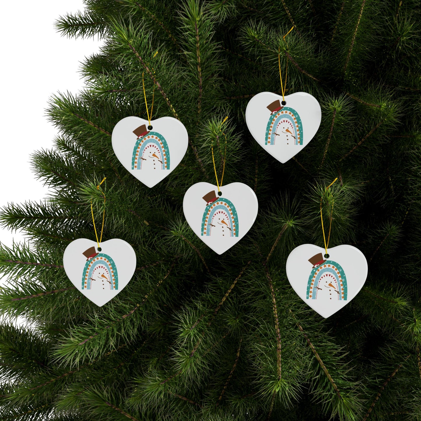 Rainbow Snowman Christmas Ornament