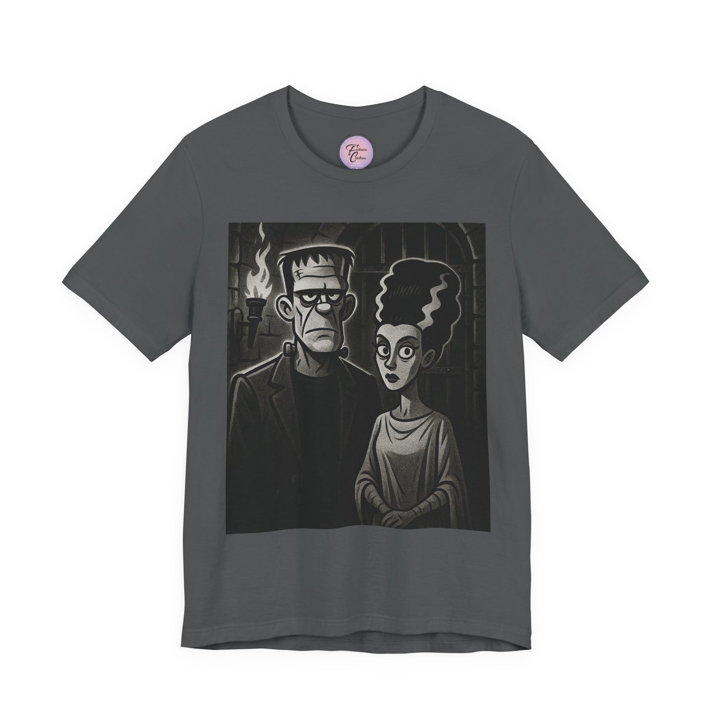 Frankenstein Couple Tee, Bride Of Frankenstein Shirt, Monsters Dark Aesthetic Tee, Universal Monsters Tee,  Monster Couple Shirt, Creepy Couple Shirt, Frankenstein Retro Graphic Tee, Bride Of Frankenstein
