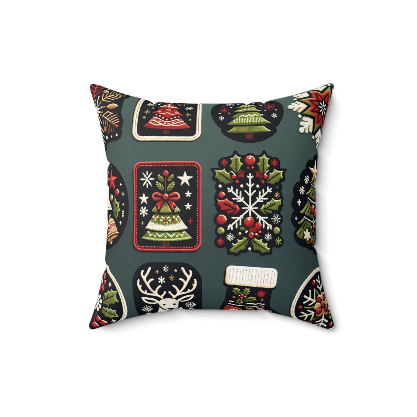 Christmas Cookie Pillow, Holiday Treat Cushion, Festive Christmas Tree & Holly Decor, Cozy Winter Throw Pillow, Whimsical Holiday Accent