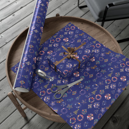 Patterned Blue Ornament Christmas Wrapping Paper