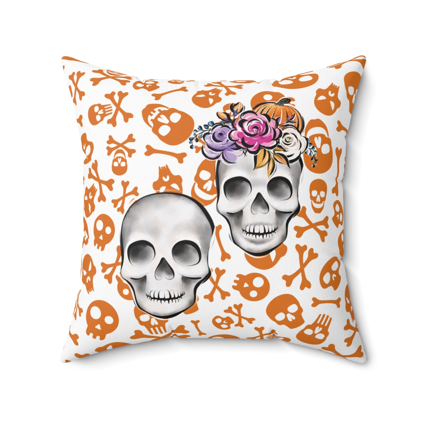 Accent Skull Pillow, Day Of The Dead Pillow, Floral Skull Pillow, Skeleton Skull Pillow, Skull Throw Pillow, Décor Halloween Pillow, Skull Accent Pillow, Spooky Throw Pillow, Skull Pillow,