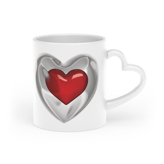Heart Shaped Handle Mug, Romantic Handle Mug, 3D Heart Mug, Heart Handle Mug, Heart-Shaped Mug, Love Handle Mug, Valentine Handle Mug, Romantic Heart Mug, Love Themed Mug, Red Heart Mug, Romantic Coffee Mug