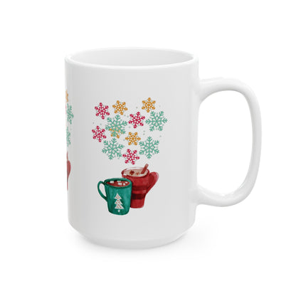 Colorful Snowflake Christmas Mug, Colorful Snowflake Mug, Winter Flake Coffee Mug, Winter Snowflake Coffee Mug, Holiday Snowflake Mug.